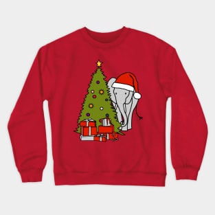 Elephant in Santa Hat and Christmas Tree Crewneck Sweatshirt